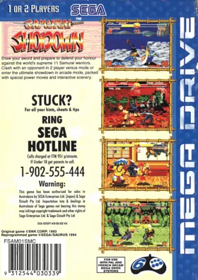 Samurai Shodown (Europe) box cover back